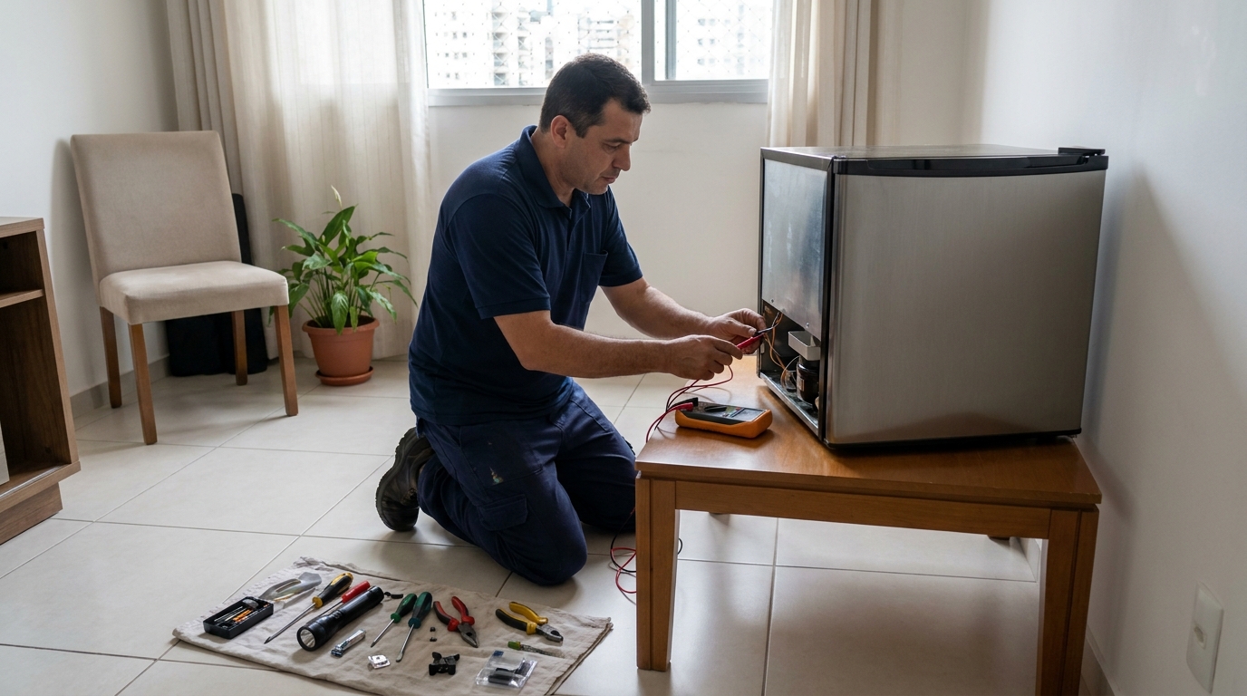 Técnico de conserto de frigobar em residência em Campinas‑SP